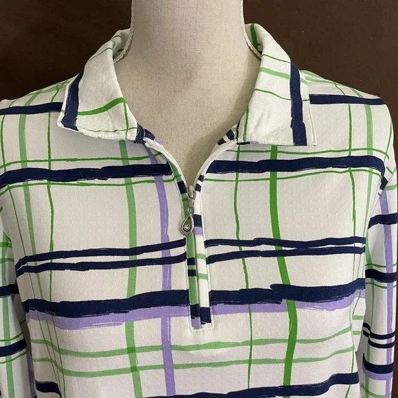 SanSoleil Women UPF 50  Long mesh sleeve 1/4 Zip Golf top shirt Size XL - Picture 2 of 6